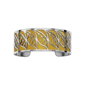 Bracelet en acier de type manchette avec motifs feuille moutarde