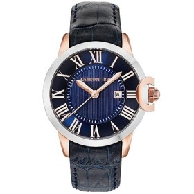 Montre Cerruti 1881 en cuir noire bleue et rose gold Homme