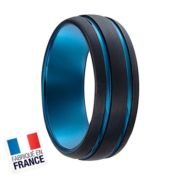 Bague Jourdan Hommes - Acier bleu et plaqué noir