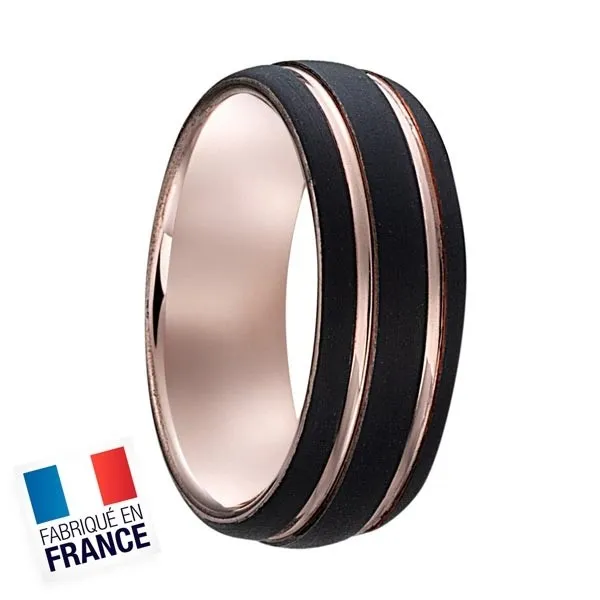 Bague Jourdan Hommes - Acier rose et plaqué noir