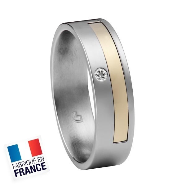 Bague Jourdan Hommes - Acier, Or 750 & Diamant DK 308 H