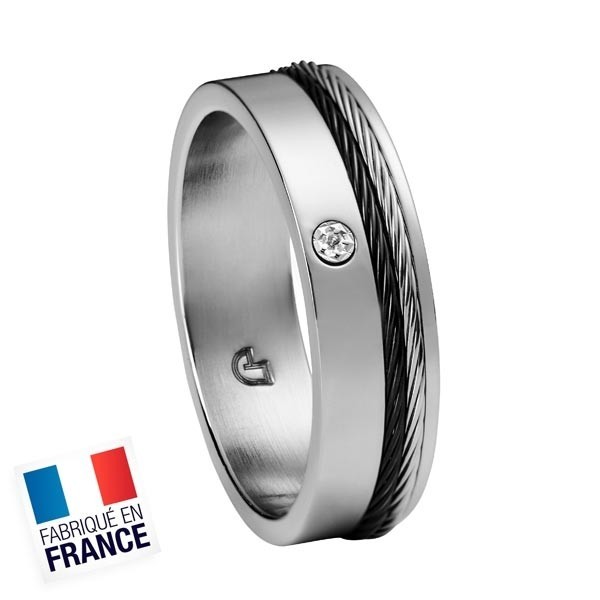  Bague Jourdan Hommes - Acier, Cable & Diamant DK 318 H