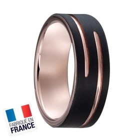 Bague Jourdan Hommes - Acier rose et plaqué noir - Vesta