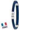 Bracelet Jourdan Homme - Cuir synthétique Tressé Bleu et Acier 21cm
