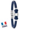 Bracelet Jourdan Homme - Cuir synthétique Tressé Bleu et Acier 21cm