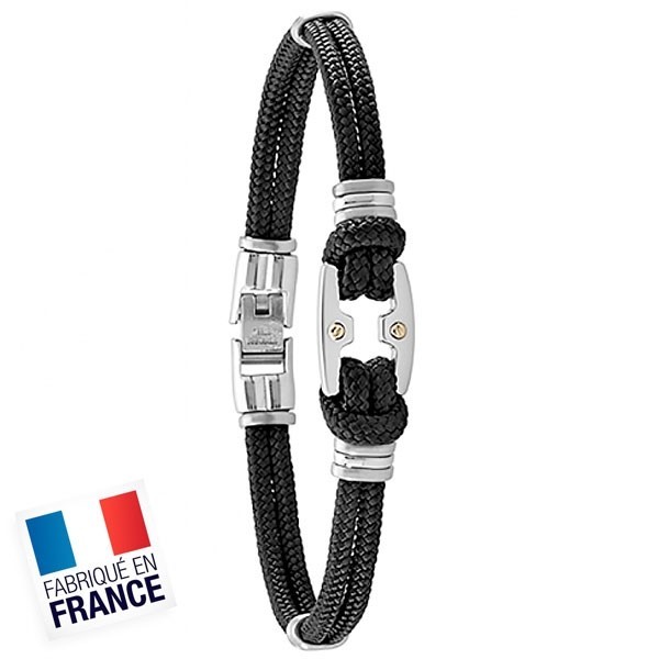 Bracelet Jourdan Homme - Noir or et Acier