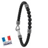 Bracelet Jourdan Homme - Acier et cuir noir