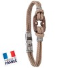 Bracelet Jourdan Homme - Acier et cordon marron clair