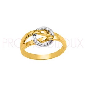 Bague Plaqué Or Pas Cher avec Oxydes de Zirconium Blancs
