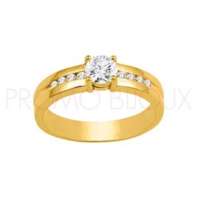 Bague Plaqué Or avec Oxydes de Zirconium Blancs