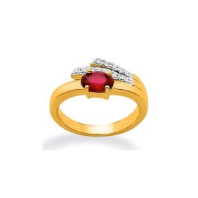 Bague Plaqué Or Pierre Rubis et Oxyde Zirconium