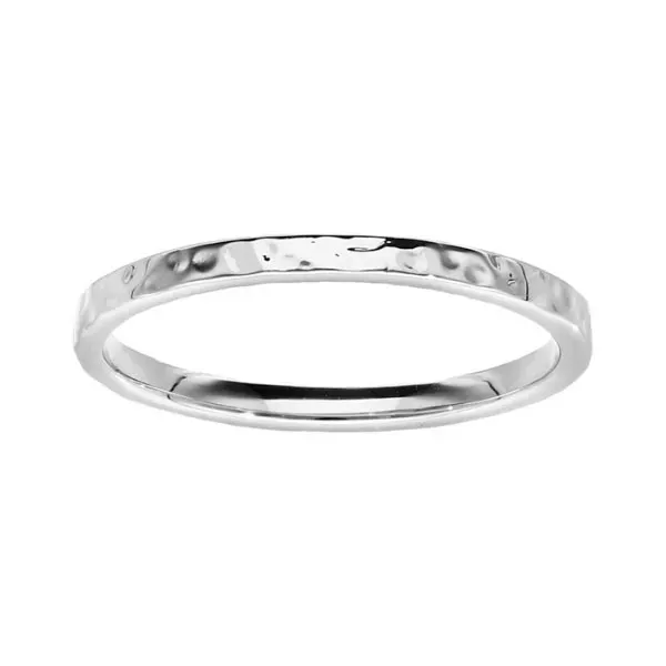Alliance argent rhodié - Style alliance fine martelée - 2mm