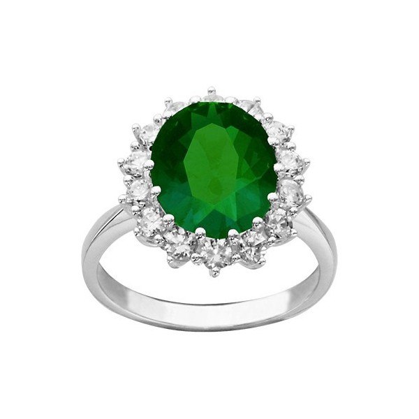 Bague en Argent RHODIE PIERRE CENTRALE VERT 060862E