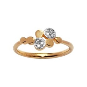 BAGUE PLAQUE OR PIERRES BLANCHES + PASTIILES