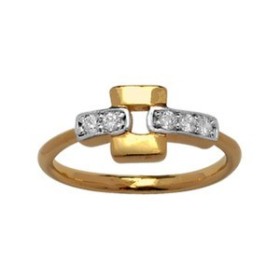 BAGUE PLAQUE OR PIERRES BLANCHES