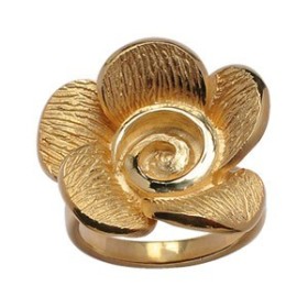 BAGUE PLAQUE OR FLEUR