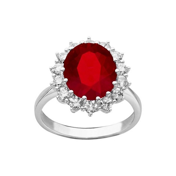 Bague en Argent RHODIE PIERRE CENTRALE ROUGE 060862R