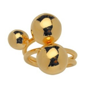 BAGUE PLAQUE OR 3 BOULES