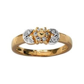 BAGUE FANTAISIE PLAQUE OR PIERRES BLANCHES