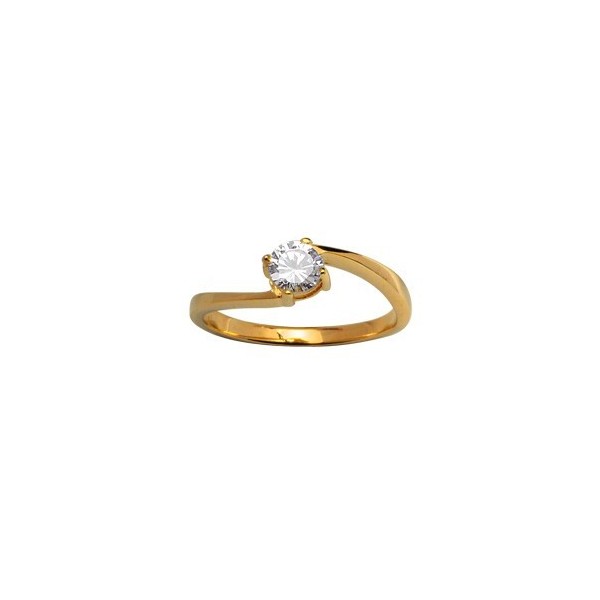 BAGUE SOLITAIRE 4 GRIFFES PLAQUE OR