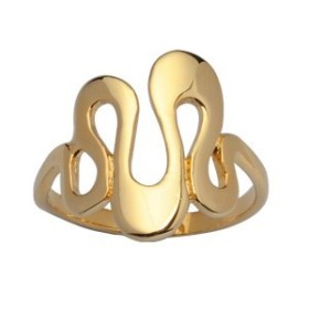 BAGUE SERPENTIN PLAQUE OR