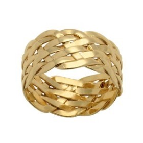 BAGUE PLAQUE OR ANNEAU TRESSE 8MM