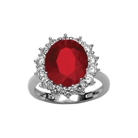 BAGUE ARGENT "ROYALE" PIERRE SYNTH ROUGE 064384R