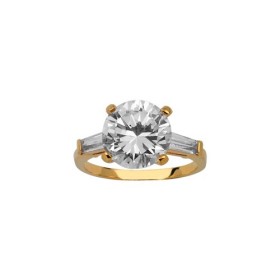 BAGUE PLAQUE OR EMPIERREE PIERRES BLANCHES SYNTHETIQUES