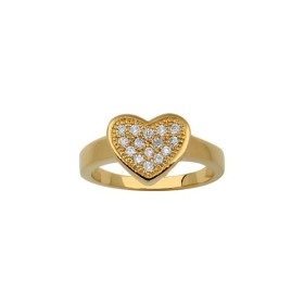 BAGUE PLAQUE OR COEUR STASS BLANCS