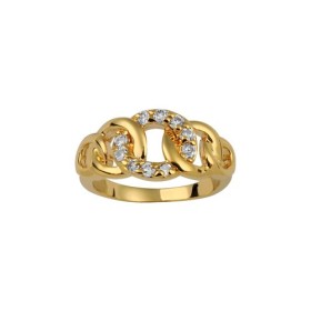 BAGUE PLAQUE OR CERCLES ENTREMELES