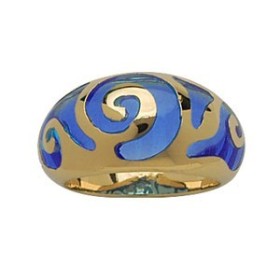 BAGUE JONC ARABESQUE BLEU FONCE PLAQUE OR