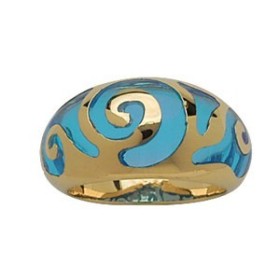 BAGUE JONC ARABESQUE BLEU PLAQUE OR