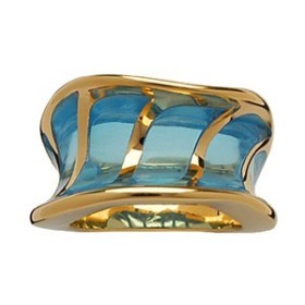 BAGUE INCURVEE BLEU FONCE PLAQUE OR