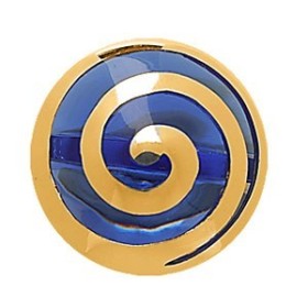 BAGUE PLAQUE OR ET RESINE MOTIF SPIRALE BLEUE