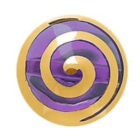 BAGUE PLAQUE OR ET RESINE MOTIF SPIRALE MAUVE