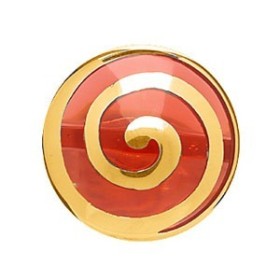 BAGUE PLAQUE OR ET RESINE MOTIF SPIRALE ROSE