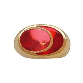 BAGUE PLAQUE OR ET RESINE ROSE