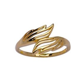 BAGUE 2 FLAMMES PLAQUE OR