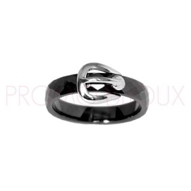 Bague en Céramique Noire Boucle -
