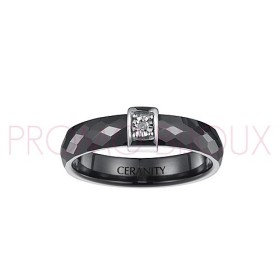 Bague Céramique et Diamant - Céramique Noir Facettée -