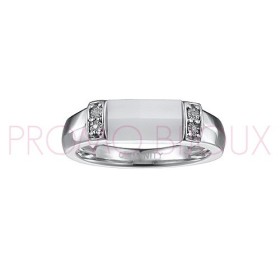 Bague Céramique et Diamants - Céramique Blanche -