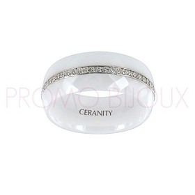 Bague en Céramique Blanche avec Oxydes de Zirconium -