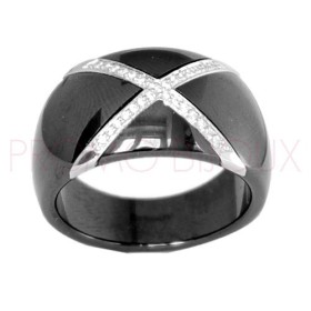 Bague Céramique noire- Lisse