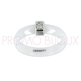 Bague Céramique et Diamant - Céramique Blanche -