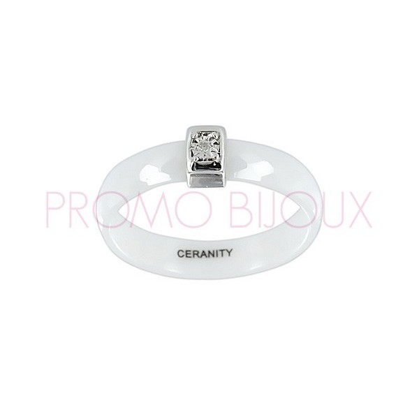 Bague Céramique et Diamant - Céramique Blanche -