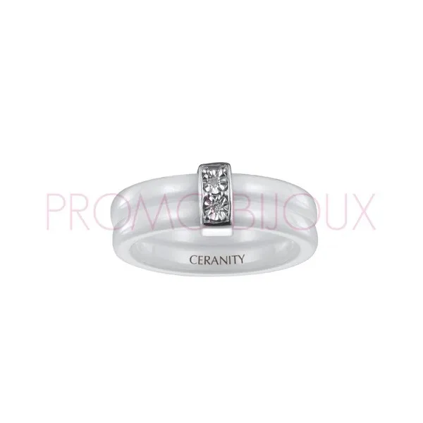 Bague Céramique et Diamants - Céramique Blanche -