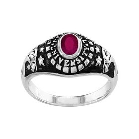 CHEVALIERE ARGENT PETITE UNIVERSITAIRE TETE AIGLE PIERRE ROUGE 065185R
