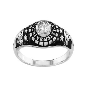 CHEVALIERE ARGENT PETITE UNIVERSITAIRE TETE AIGLE PIERRE BLANCHE SYNTH 065185W
